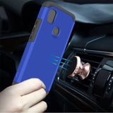 For Cricket Icon 4 Ultra Slim Shock Absorption 2in1 Tuff Hybrid Dual Layer Hard PC TPU Rubber Frame Armor Defender Blue Phone Case Cover