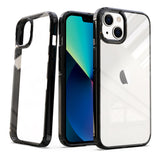 For Apple iPhone 13 Pro Max 6.7" Transparent Designed Slim Thick Hybrid Hard PC Back and TPU Frame Bumper Protective Clear / Black Phone Case Cover