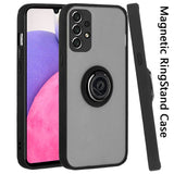 For Samsung Galaxy A33 5G Hybrid Protective PC TPU Shockproof with 360° Rotation Ring Metal Stand and Covered Camera  Phone Case Cover