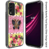 For TCL Revvl V Plus 5G (T-Mobile) Glitter Sparkle Colorful Bling Flake 3D Ornament Butterfly Floral Epoxy Hybrid Shockproof TPU Hard PC  Phone Case Cover