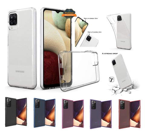 For Samsung Galaxy A12 5G Slim Fit Classic Transparent Matte Soft TPU Rubber Flex-Gel Rubberized Shockproof Bumper  Phone Case Cover