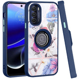 For Motorola Moto G Stylus 5G 2022 Marble Design with Magnetic Ring Kickstand Holder Hybrid TPU Hard PC Shockproof  Phone Case Cover