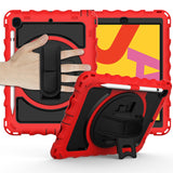 Case for Apple iPad Air 4 / iPad Air 5 / iPad Pro (11 inch) Hybrid 3in1 Armor Rugged with Built-in Kickstand 360° Rotatable Stand & Shoulder Hand Strap Corner Shockproof Red Tablet Cover