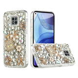 For Motorola Edge+ 2022 /Edge Plus Bling Clear Crystal 3D Full Diamonds Luxury Sparkle Rhinestone Hybrid Protective Pearl Flowers Perfume Phone Case Cover