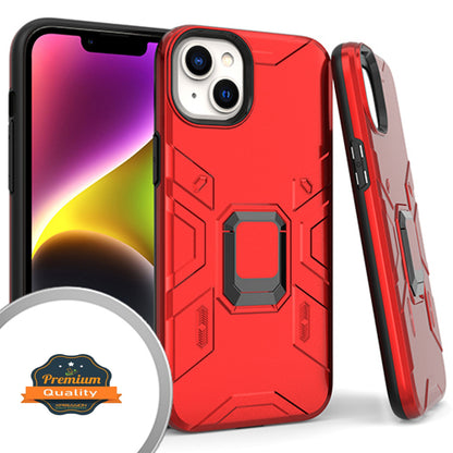 For Apple iPhone 14 Plus /Pro Max Hybrid Heavy Duty Armor Protective Bumper with 360° Degree Ring Holder Kickstand  Phone Case Cover