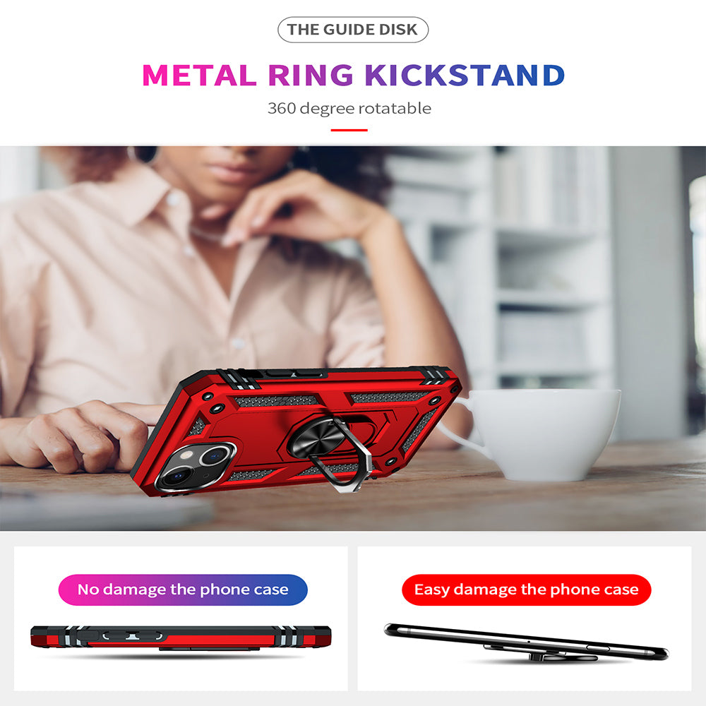 For Apple iPhone 14 /Pro Max Military Grade Heavy Duty Armor Hybrid with Ring Kickstand Finger Loop Stand  Phone Case Cover