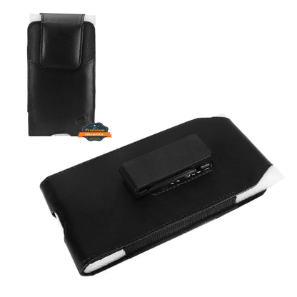 For Nokia C200 Vertical Leather Cell Phone Carrying Case Pouch with Belt Clip Holster Universal Tactical Phone Holder [Black]