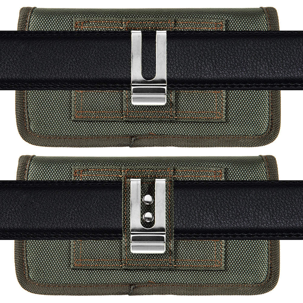 For Samsung Galaxy Note 9 Universal Horizontal Cell Phone Case Nylon Holster Carrying Pouch with Belt Clip and 2 Card Slots fit XL Devices 7" [Midnight Green]