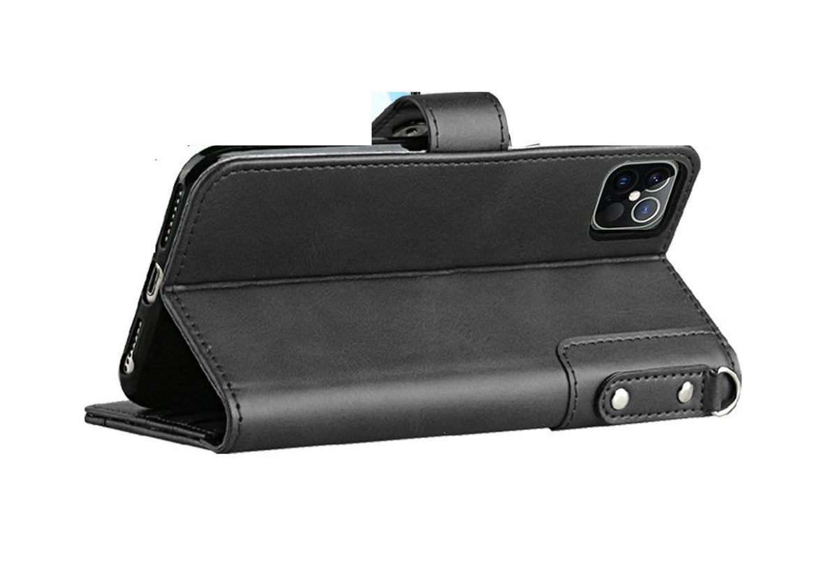 For iPhone 14 Pro (6.1") Wallet Case with Credit Card Holder, PU Leather Flip Pouch Kickstand & Strap Shockproof  Phone Case Cover
