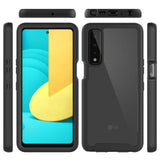For Motorola Moto G 5G UW (Verizon) Clear Dual Layer Tuff Rugged Bumper Frame Heavy Duty Hybrid Shockproof Rubber TPU Defender Black Phone Case Cover