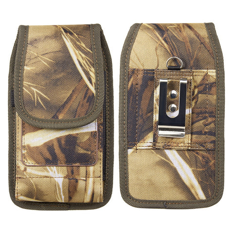 Universal Vertical Nylon Cell Phone Holster Case with Dual Credit Card Slots, Belt Clip Pouch and Belt Loop for Apple iPhone Samsung Galaxy LG Moto All Mobile phones Size 5.7" Universal Nylon [Camo Print]