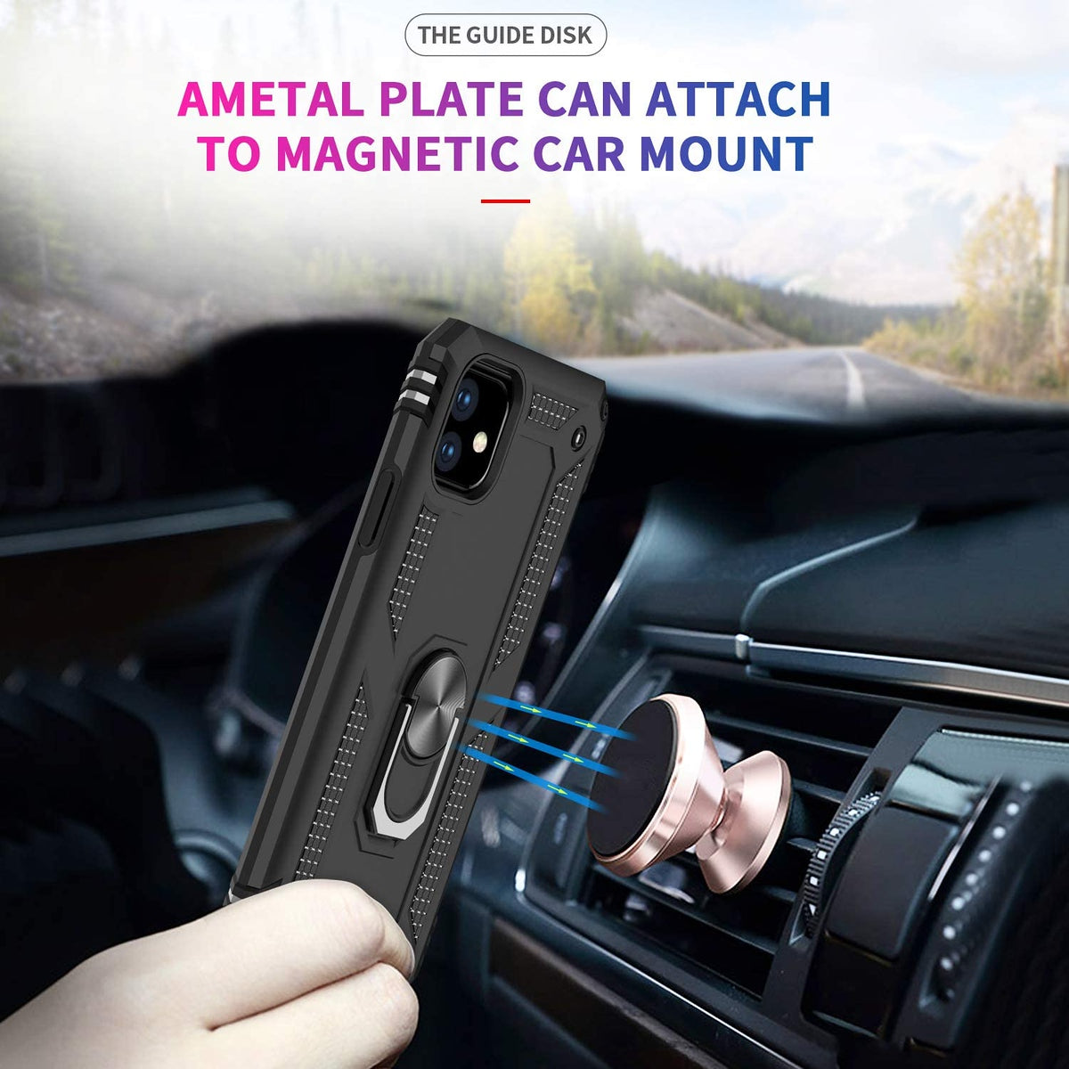 For Samsung Galaxy Note 20 Ultra Shockproof Hybrid Dual Layer PC + TPU with Ring Stand Metal Kickstand Heavy Duty Shell  Phone Case Cover