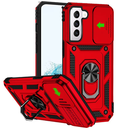 For Samsung Galaxy S22 /Plus Ultra Hybrid Case with Camera Lens Protection & 360° Rotate Ring Kickstand, Soft Edge TPU Hard Bumper  Phone Case Cover