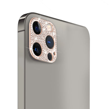 For Apple iPhone 14 (6.1") Camera Lens Zinc Alloy With Diamond Bling Glitter Lens Protective Camera Decoration Rose Gold