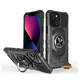For T-Mobile Revvl 6 5G Armor Hybrid Stand Ring Hard TPU Rugged Full-Body [Military-Grade] Magnetic Car Ring Holder Black Phone Case Cover