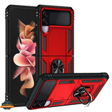 For Samsung Galaxy Z Flip 3 5G Shockproof Hybrid Dual Layer PC + TPU with Ring Stand Metal Kickstand Heavy Duty Armor Shell  Phone Case Cover