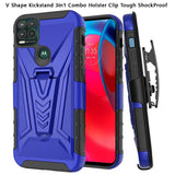 For OnePlus Nord N20 5G 3 in 1 Rugged Swivel Belt Clip Holster Heavy Duty Hybrid Armor Rubber TPU with Kickstand Stand Blue Phone Case Cover