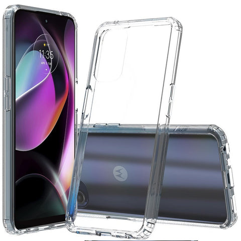 For Motorola Moto G 5G 2022 Hybrid Crystal Clear Transparent Shock-Absorption Bumper with TPU + Hard PC Back Frame Clear Phone Case Cover