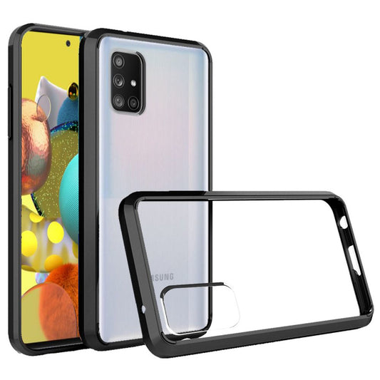 For Apple iPhone 14 Pro Max (6.7") Hybrid Slim Clear Transparent Shock-Absorption Bumper with TPU + Hard PC Back Frame Black Phone Case Cover