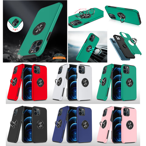 For Samsung Galaxy A73 5G Hybrid 360 Degree Rotatable Metal Invisible Ring Stand Holder Fit Magnetic Car Mount Shockproof Slim  Phone Case Cover