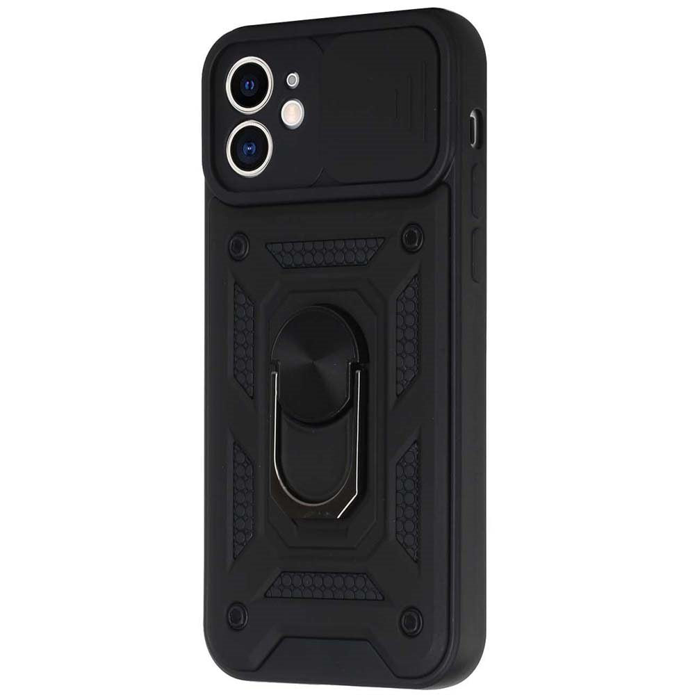 For Apple iPhone 14 Pro (6.1") Hybrid Cases with Slide Camera Lens Cover, Ring Holder Kickstand Rugged Dual Layer  Phone Case Cover