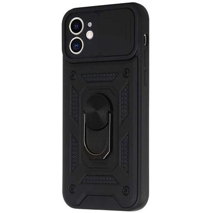 For Apple iPhone 14 Pro (6.1") Hybrid Cases with Slide Camera Lens Cover, Ring Holder Kickstand Rugged Dual Layer  Phone Case Cover