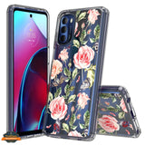 For Motorola Moto G Stylus 5G 2022 Floral Patterns Design Transparent Silicone Shock Absorption Bumper Hard PC Back  Phone Case Cover