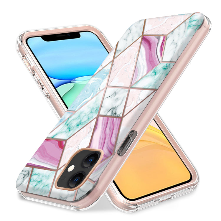 For Apple iPhone 14 Pro (6.1") Dual Layer Hybrid Shockproof Fashion Design IMD Electroplating 2in1 Hard Frame  Phone Case Cover