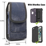 Universal 5.7" Vertical Fabric Cell Phone Holster Pouch Carrying Case, Belt Clip Loop & Carabiner Fit Apple iPhone Samsung Galaxy LG Moto All Mobile phones Universal Pouch [Blue Denim]