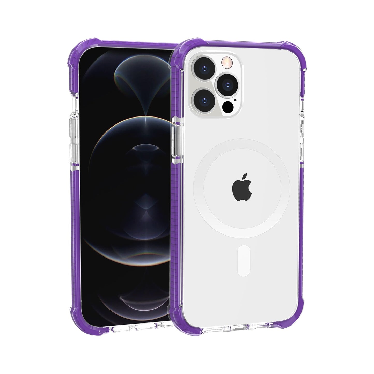 For Apple iPhone 14 Pro (6.1") Hybrid Acrylic Transparent Hard PC + TPU Color Frame Bumper Compatible with MagSafe  Phone Case Cover