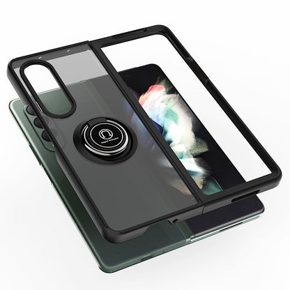 For Samsung Galaxy Z Fold 4 Hybrid Protective PC & TPU Shockproof with 360° Rotation Ring Kickstand Magnetic Metal Stand  Phone Case Cover