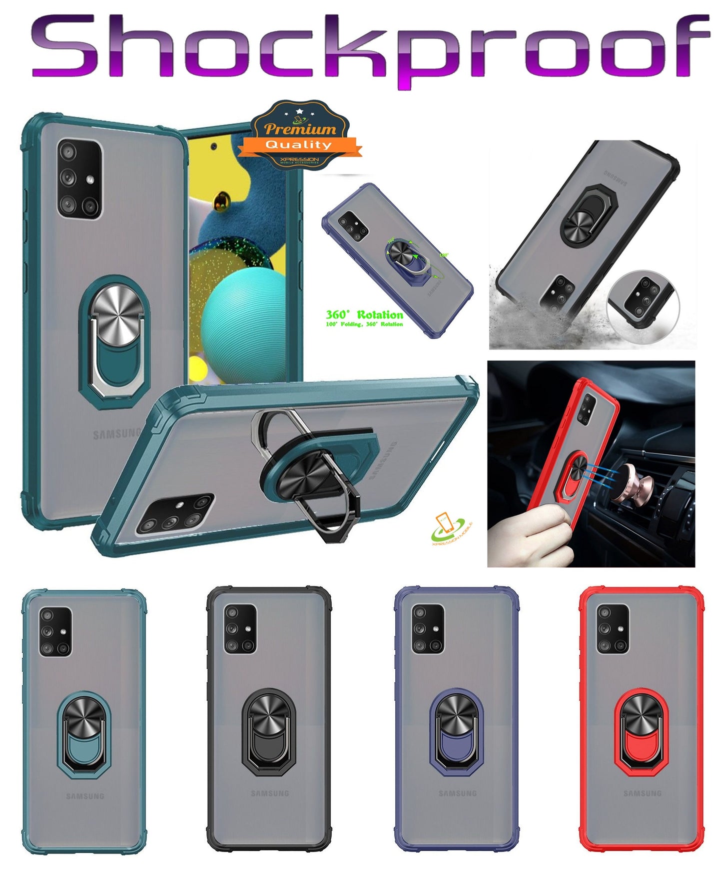 For Samsung Galaxy S22 /Plus Ultra Clear Silicone Shockproof Tuff Hybrid Protection Cover Transparent TPU with Magnetic Ring Kickstand  Phone Case Cover