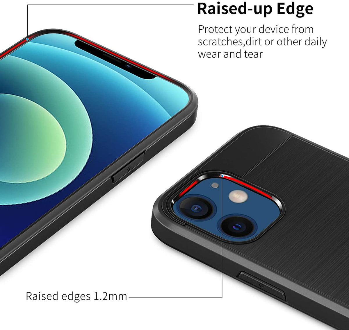 For Apple iPhone 14 /Plus Pro Max Brushed Texture Slim Hybrid Shockproof Dual Layer Hard PC & TPU Armor Rugged  Phone Case Cover