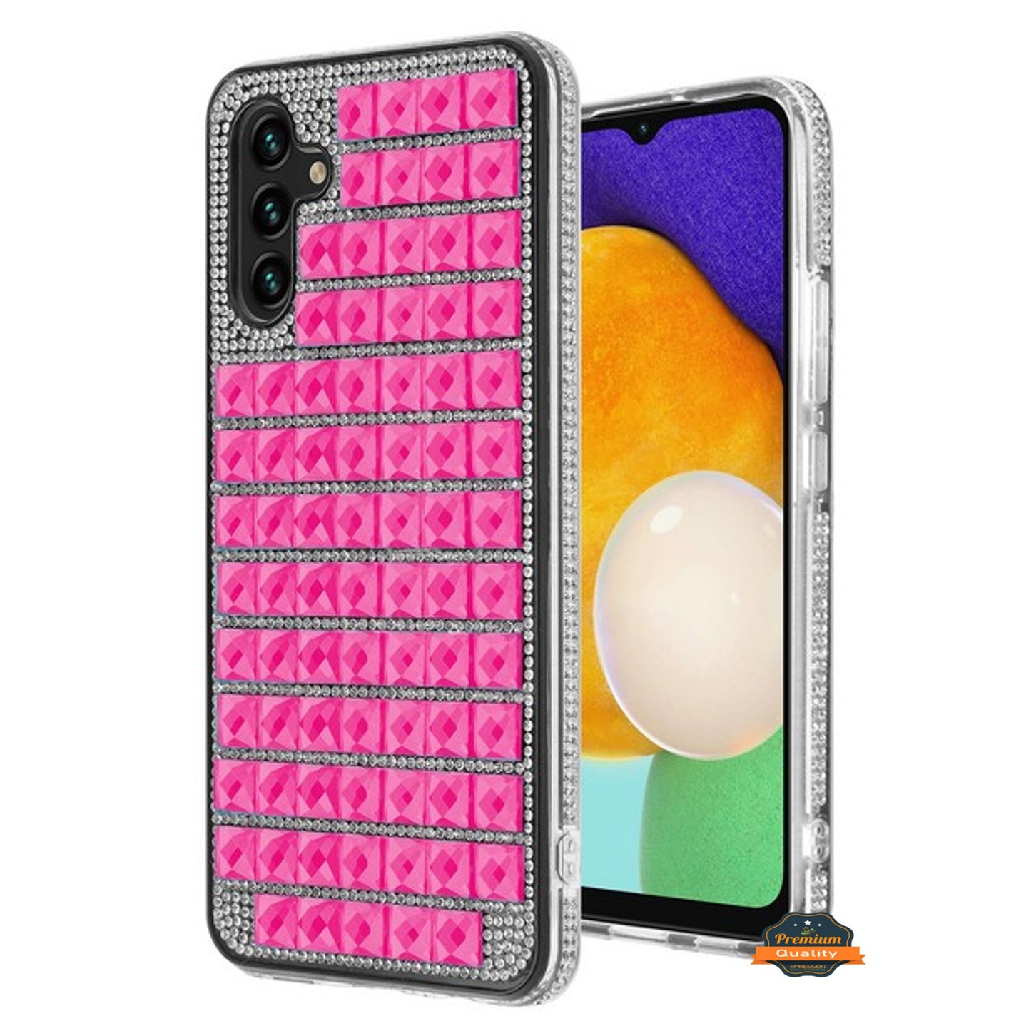 For Samsung Galaxy A13 5G Diamonds Sparkle 3D Crystal Glitter Bling Shiny Rhinestone Hybrid Bumper Hard Protective  Phone Case Cover
