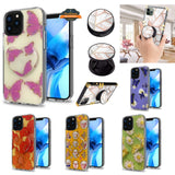 For Apple iPhone 13 /Pro Max Mini Elegant Pattern Design Bling Glitter Hybrid Cases with Ring Stand Pop Up Finger Holder Kickstand  Phone Case Cover