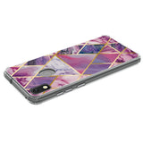For T-mobile TCL Revvl 4 Stylish Design Hybrid Rubber TPU Hard PC Shockproof Armor Rugged Slim Fit Purple Marble Phone Case Cover