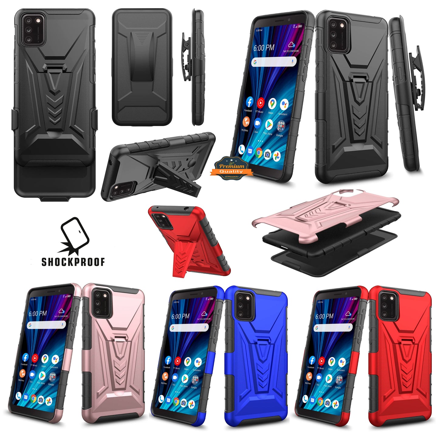 For Samsung Galaxy S22 Plus Hybrid Armor Kickstand with Swivel Belt Clip Holster Heavy Duty Defender Shockproof Rugged  Phone Case Cover