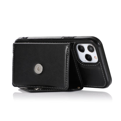 For Apple iPhone SE 3 (2022) SE/8/7 Wallet Case Credit Card ID Holder Lanyard Detachable Neck Strap Flip PU Leather Slim Black Phone Case Cover