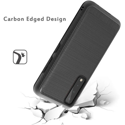 For Motorola Moto G Stylus 5G 2022 Slim Hybrid TPU 2-Piece Bumper Shockproof Brushed Texture Carbon Fiber Hard PC Back  Phone Case Cover