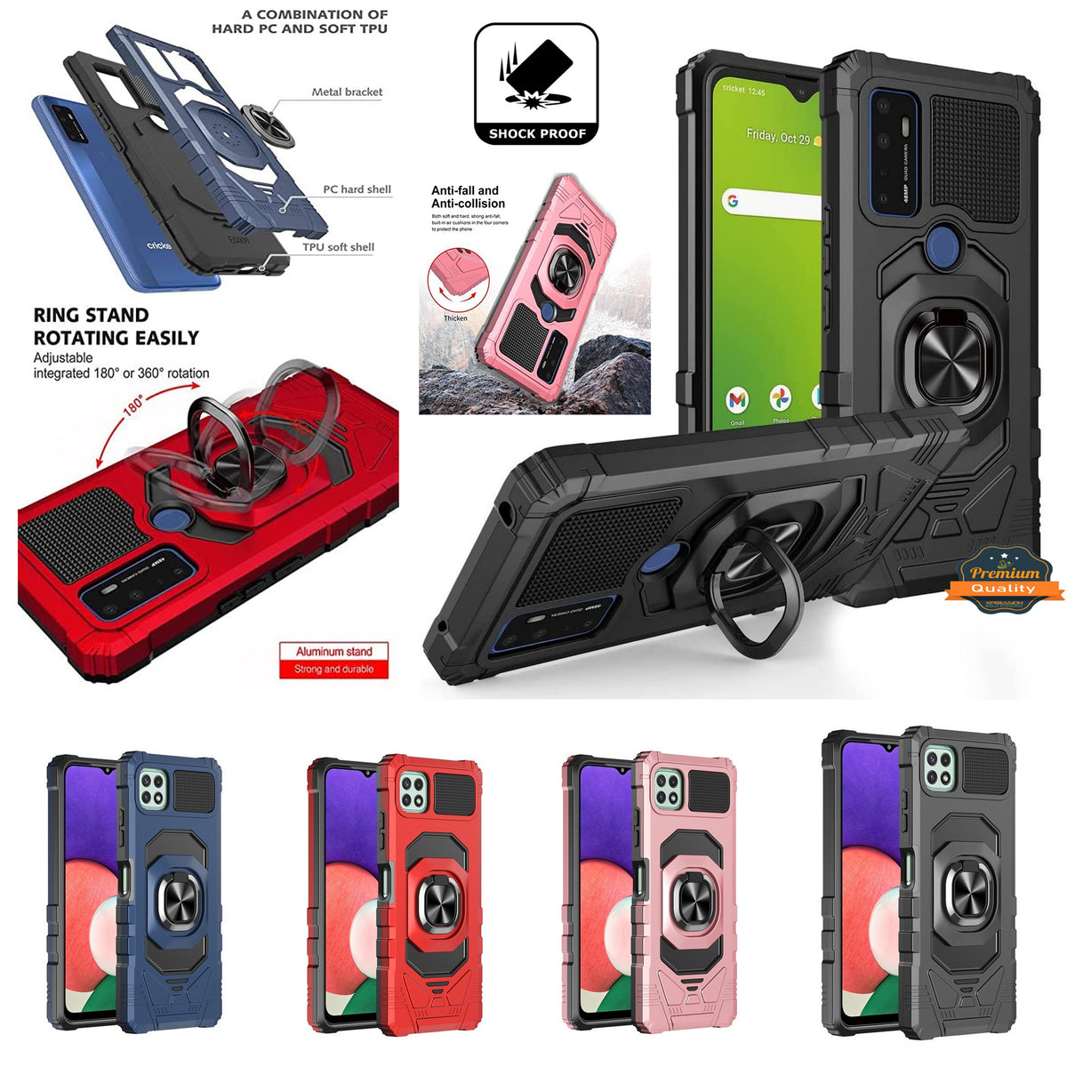 For Samsung Galaxy A23 5G Hybrid Magnetic Car Mount Ring Kickstand Stand Holder Armor Protective [Military Grade]  Phone Case Cover