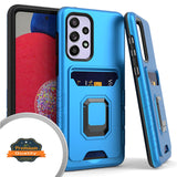 For Samsung Galaxy A53 5G Wallet Credit Card ID Slot Holder with Metal Ring Kickstand Shockproof Hybrid Dual Layer Stand  Phone Case Cover
