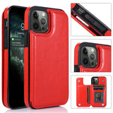 For Apple iPhone 13 (6.1")PU Leather Design [Two Magnetic Clasp] [Card Slots] Stand Function Shockproof Back Wallet Flip  Phone Case Cover