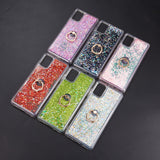 For Samsung Galaxy A22 5G Hybrid Glitter Luxury Bling Sparkling Liquid Quicksand Glittering Sparkle TPU Rubber PC with Ring Stand Holder Kickstand  Phone Case Cover