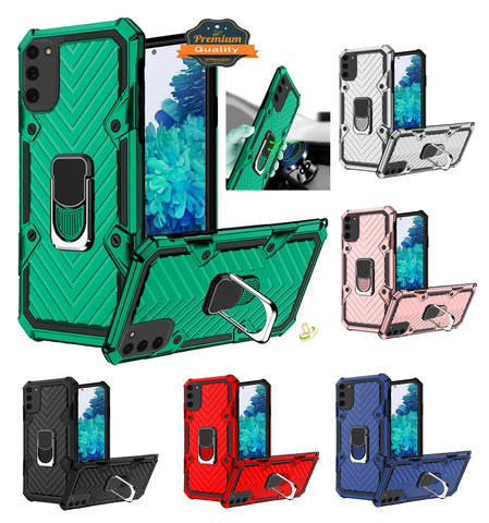For Apple iPhone 13 (6.1") with Magnetic Ring Holder 360° Rotating Kickstand PC & TPU Dual Layer Hybrid Full-Body Drop Proof Rugged  Phone Case Cover