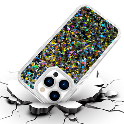 For Apple iPhone 14 Pro Max (6.7") Colorful Glitter Bling Sparkle Epoxy Glittering Shining Hybrid Hard Shockproof  Phone Case Cover