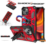 For Apple iPhone 13 Mini (5.4") Built in Magnetic Kickstand, Military Hybrid Bumper Heavy Duty Dual Layers Rugged Protective  Phone Case Cover