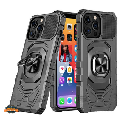 For Apple iPhone 14 /Pro Max Armor Hybrid Stand Ring Rugged Protective [Military-Grade] Magnetic Car Ring Holder  Phone Case Cover