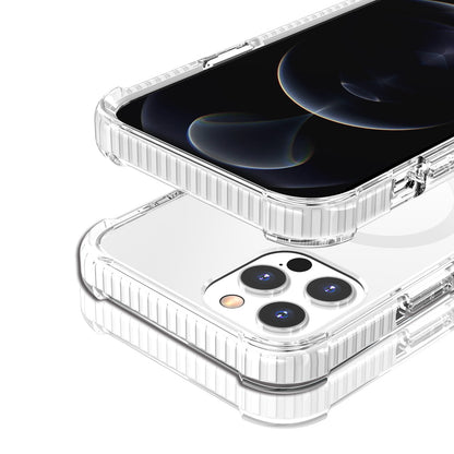 For Apple iPhone 14 Plus (6.7") Hybrid Acrylic Transparent Hard PC + TPU Color Frame Bumper Compatible with MagSafe  Phone Case Cover