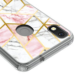 For T-mobile TCL Revvl 4 Stylish Design Hybrid Rubber TPU Hard PC Shockproof Armor Rugged Slim Fit Pink Gray Marble Phone Case Cover