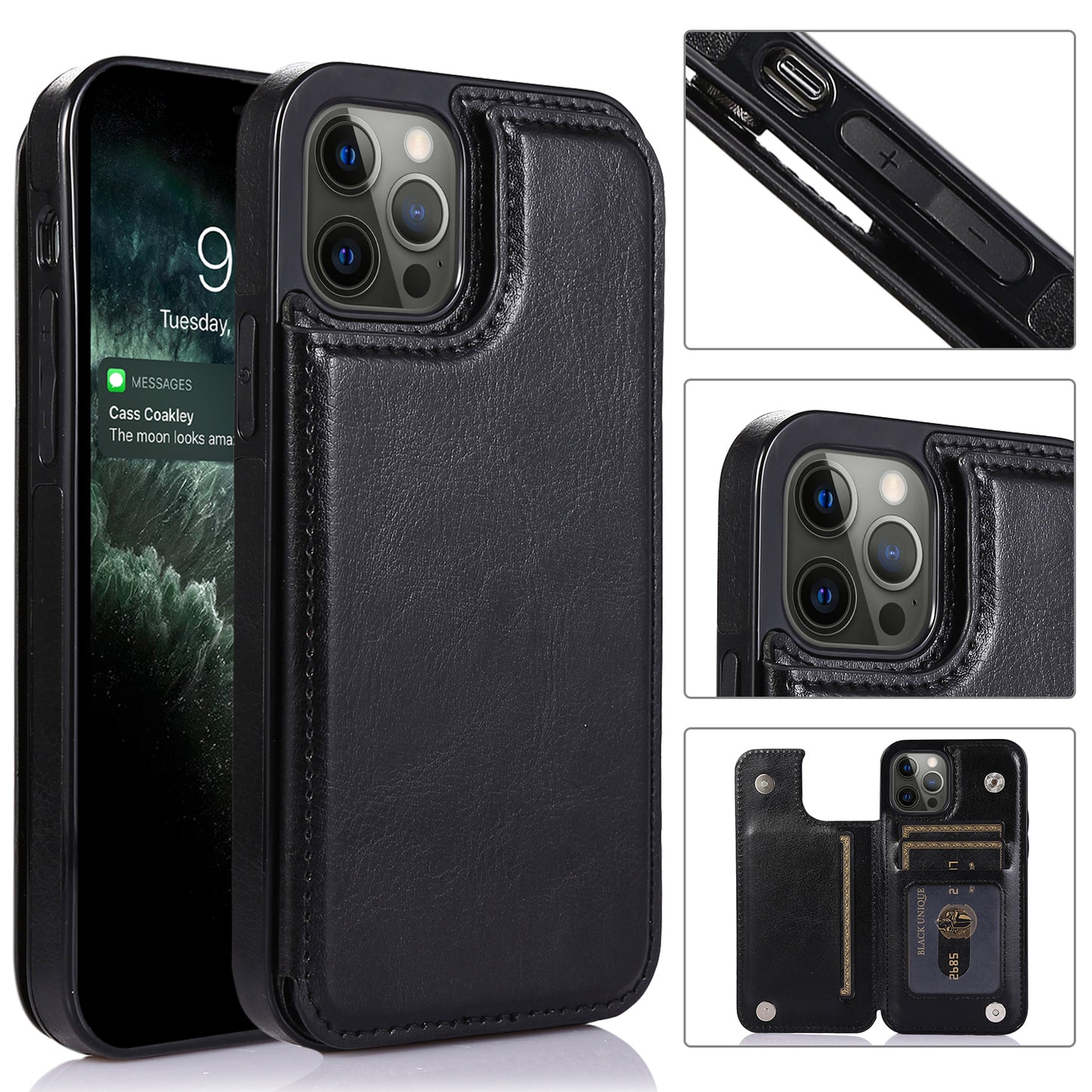 For Apple iPhone 14 (6.1") Luxury Side Wallet PU Leather [Two Magnetic Clasp] [Card Slots] Stand Back Storage Flip  Phone Case Cover